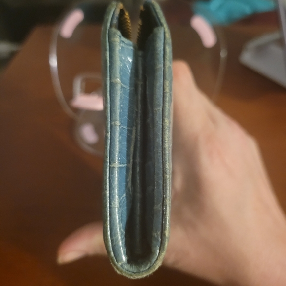 Miu Miu Aqua Croc Embossed Zip Around Wallet - Picture 6 of 7